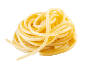 Pile of cooked spaghetti nooodles