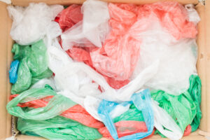 Colorful mix of plastic film bags