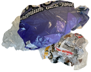 Crinkled up chip bags
