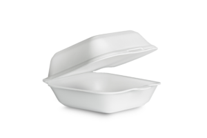 White polystyrene foam takeout container