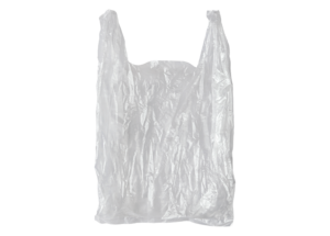 Single white plastic grocery bag